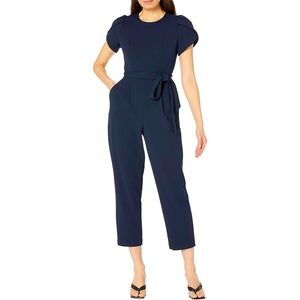 Calvin Klein Tie-Waist Tulip-Sleeve Jumpsuit